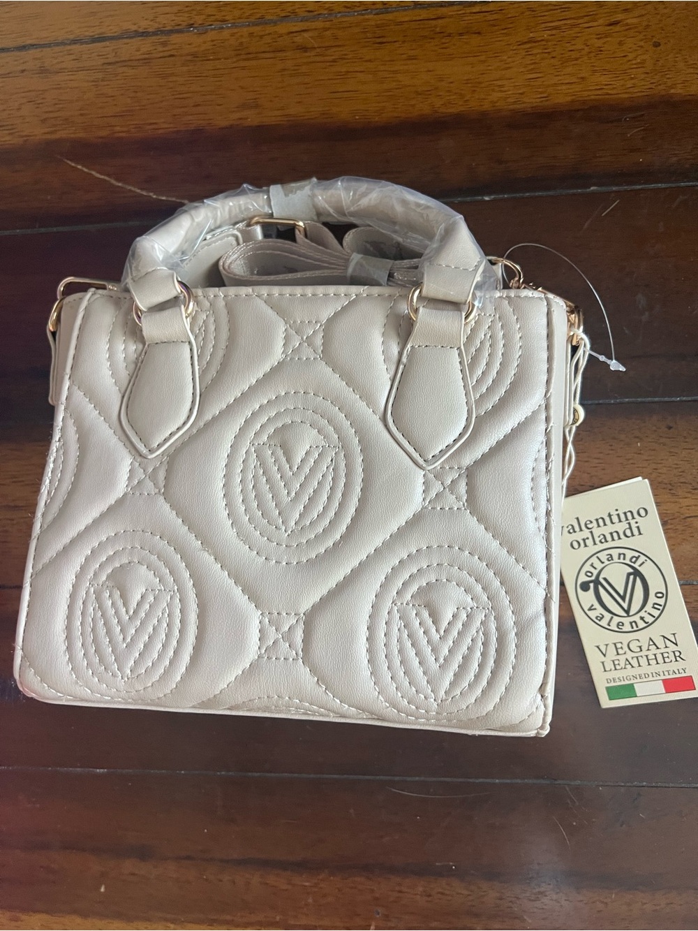 Valentino Orlandi Cream Quilted Vegan Leather Mini Bag
